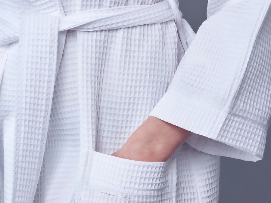 Waffle robe, bleached, size XXL
