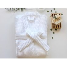 Waffle robe, bleached, size XXL