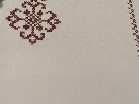 Table runner made of water-repellent fabric 45x170 DUCK Beige with brown embroidery