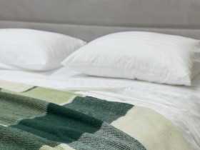 Plaid Euro 200x220 Vladi Шерстяной Белый Салатовый Dark green Elf 01 Liam