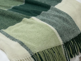 Plaid Euro 200x220 Vladi Шерстяной Белый Салатовый Dark green Elf 01 Liam