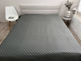 Bedspread 200x220 Ecotton Polysatin Gray