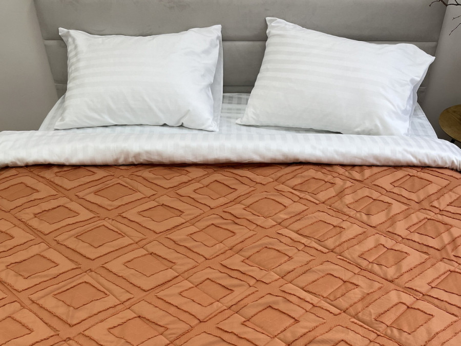Покривало 200x220 Ecotton Полісатин жаккард Помаранчевий