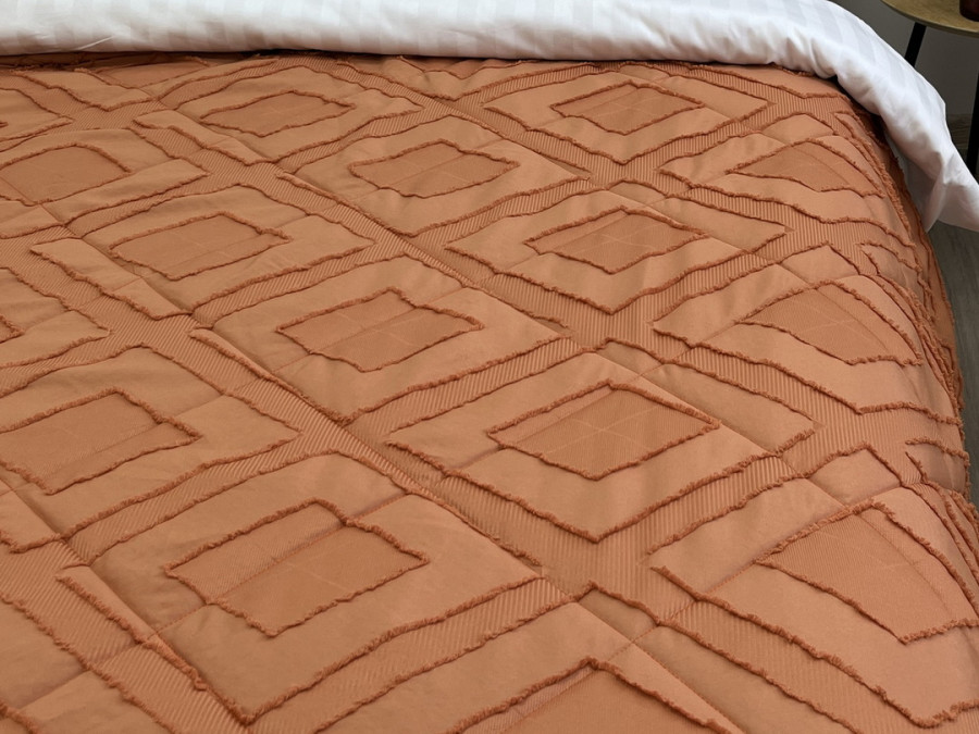 Bedspread 200x220 Ecotton Polysatin Jacquard Orange