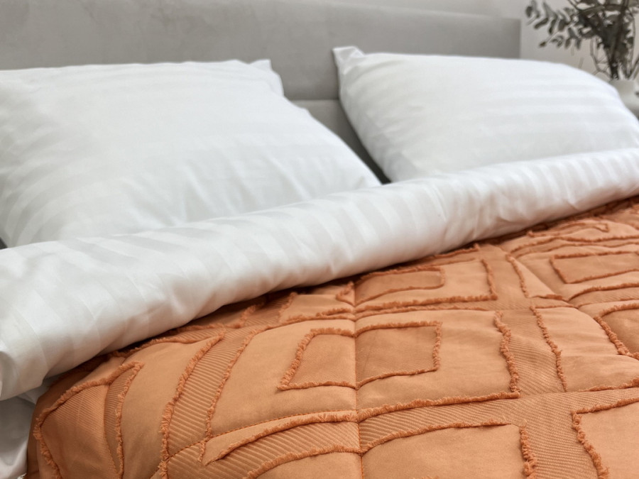 Bedspread 200x220 Ecotton Polysatin Jacquard Orange