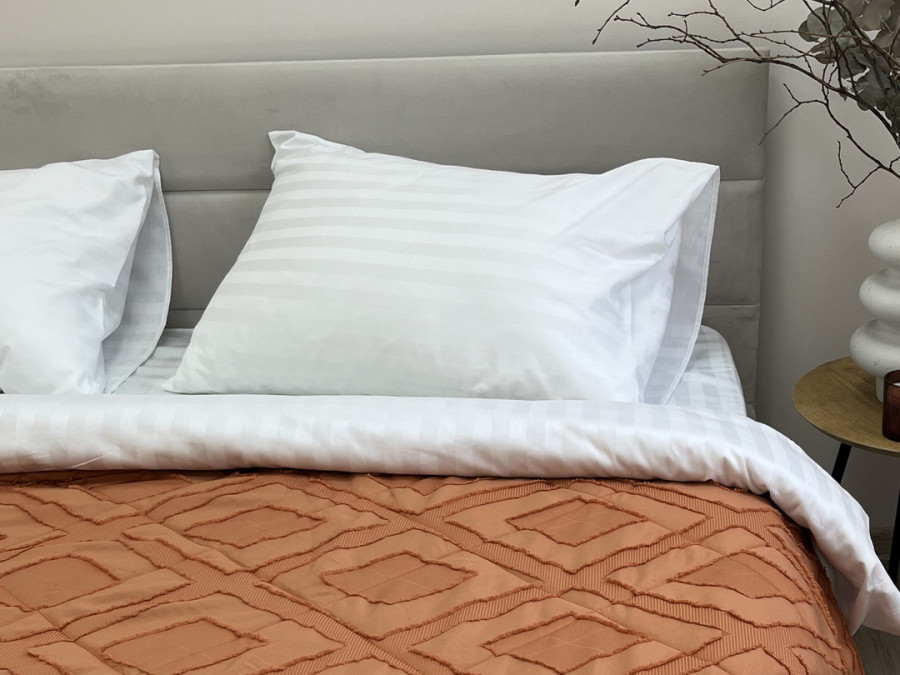 Bedspread 200x220 Ecotton Polysatin Jacquard Orange