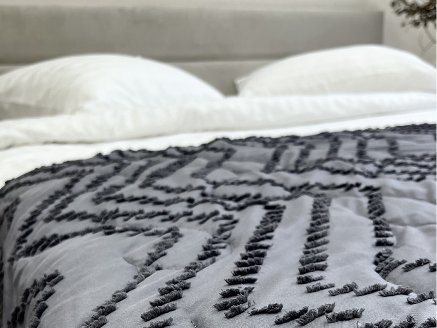 Покривало 200x220 Ecotton Полісатин жаккард Сірий