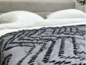 Покривало 200x220 Ecotton Полісатин жаккард Сірий