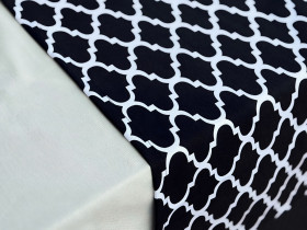 Table runner made of water-repellent fabric 45x170 DUCK Black and white 2006-6