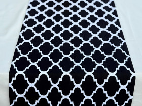 Table runner made of water-repellent fabric 45x170 DUCK Black and white 2006-6