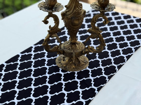 Table runner made of water-repellent fabric 45x170 DUCK Black and white 2006-6