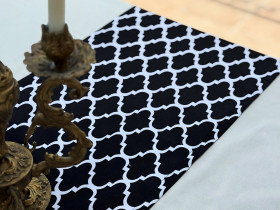 Table runner made of water-repellent fabric 45x170 DUCK Black and white 2006-6