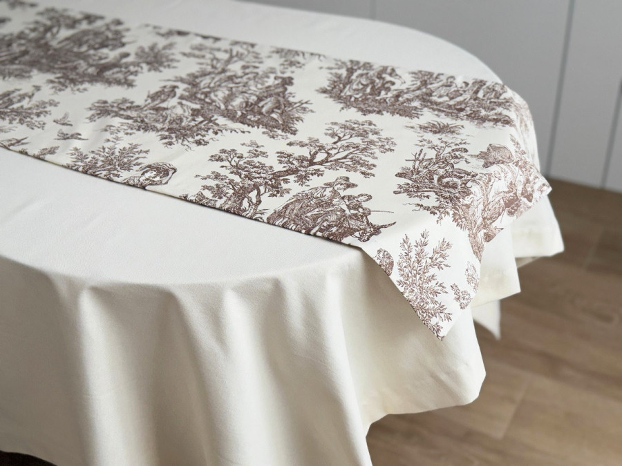 Table runner made of water-repellent fabric 45x170 DUCK 30497 Beige