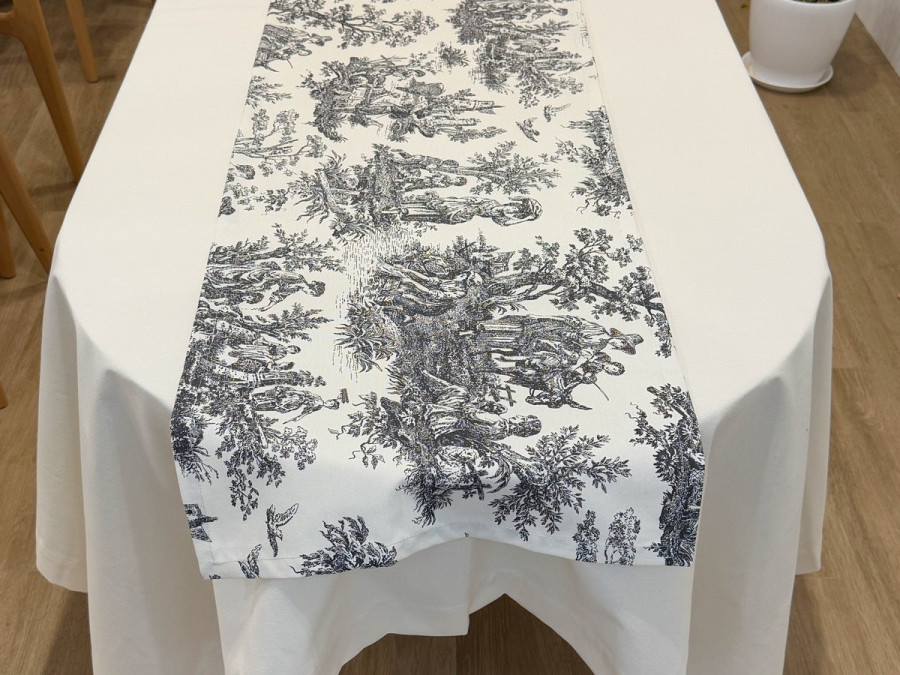 Table runner made of water-repellent fabric 45x170 DUCK 30497 Gray
