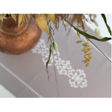 Table runner made of water-repellent fabric 45x170 DUCK Gray with white embroidery