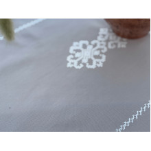 Table runner made of water-repellent fabric 45x170 DUCK Gray with white embroidery