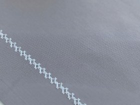 Table runner made of water-repellent fabric 45x170 DUCK Gray with white embroidery