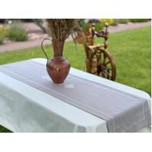 Table runner made of water-repellent fabric 45x170 DUCK Gray with white embroidery