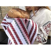 Ukrainian ethnic towel runner 3 in 1 white with Ukrainian ornament Ecotton
