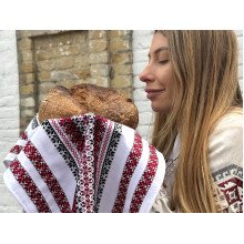 Ukrainian ethnic towel runner 3 in 1 white with Ukrainian ornament Ecotton