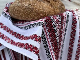 Ранер-полотенце украинское этно 3 в 1 белый с украинским орнаментом Ecotton