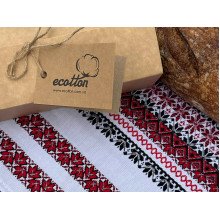 Ukrainian ethnic towel runner 3 in 1 white with Ukrainian ornament Ecotton