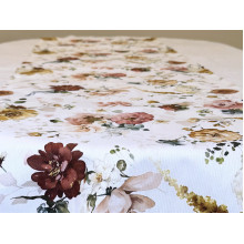 Table runner made from water-repellent fabric, 45x170, DUCK, gray with flowers, 7195-1