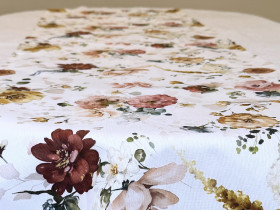 Table runner made from water-repellent fabric, 45x170, DUCK, gray with flowers, 7195-1