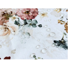 Table runner made from water-repellent fabric, 45x170, DUCK, gray with flowers, 7195-1