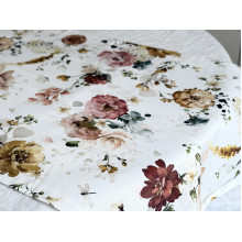 Table runner made from water-repellent fabric, 45x170, DUCK, gray with flowers, 7195-1