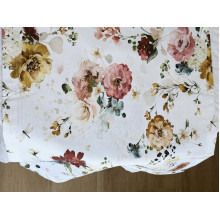 Table runner made from water-repellent fabric, 45x170, DUCK, gray with flowers, 7195-1