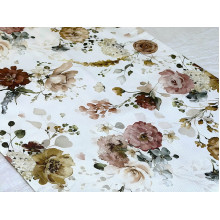Table runner made from water-repellent fabric, 45x170, DUCK, gray with flowers, 7195-1