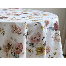 Ecotton DUCK tablecloth, 170x200, with flowers, 7195-1