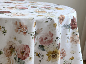 Ecotton DUCK tablecloth, 170x150, with flowers, 7195-1
