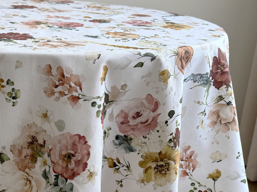 Ecotton DUCK tablecloth, 170x150, with flowers, 7195-1