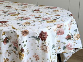 Ecotton DUCK tablecloth, 170x150, with flowers, 7195-1