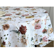 Ecotton DUCK tablecloth, 170x200, with flowers, 7195-1