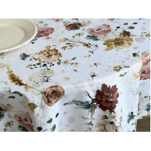 Ecotton DUCK tablecloth, 170x200, with flowers, 7195-1