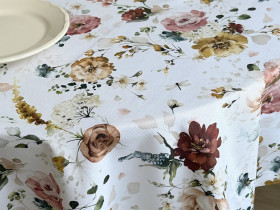 Ecotton DUCK tablecloth, 170x150, with flowers, 7195-1