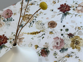 Ecotton DUCK tablecloth, 170x150, with flowers, 7195-1