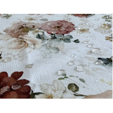 Ecotton DUCK tablecloth, 170x200, with flowers, 7195-1