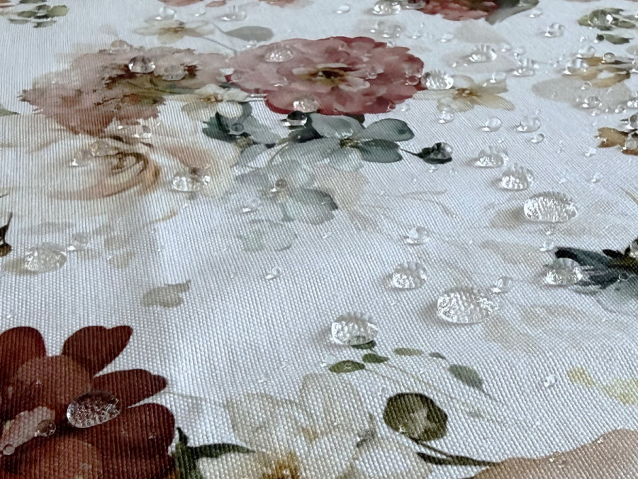 Ecotton DUCK tablecloth, 170x150, with flowers, 7195-1