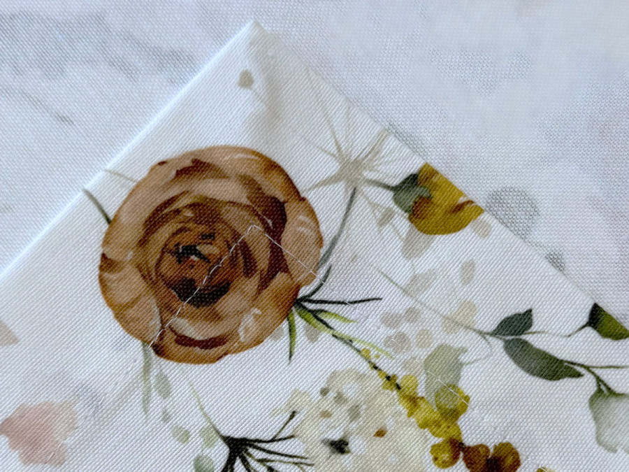 Ecotton DUCK tablecloth, 170x150, with flowers, 7195-1