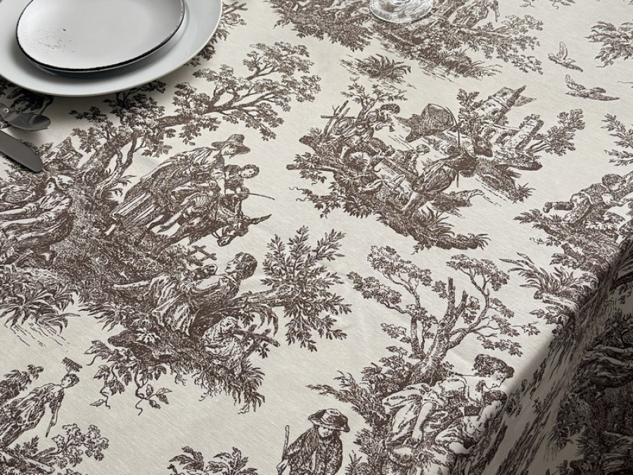 Tablecloth 170x150 Ecotton DUCK People in the bushes Beige 30497