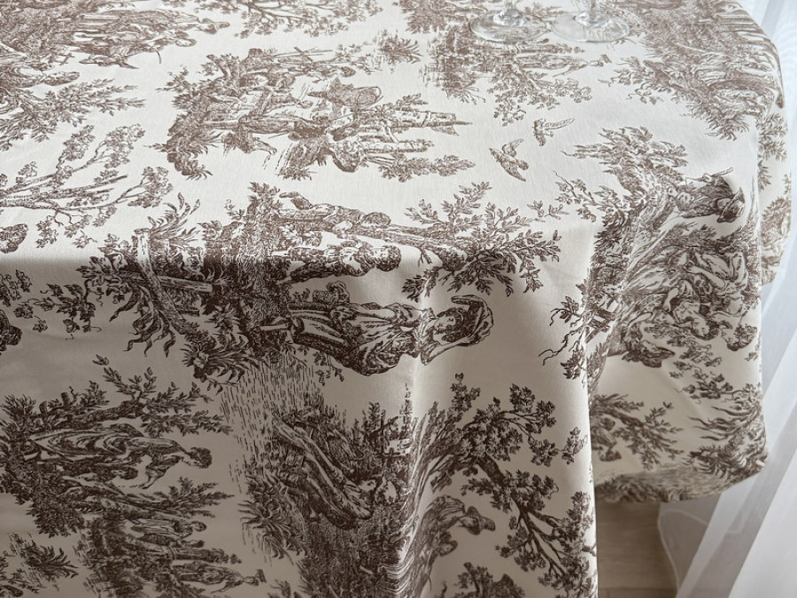 Tablecloth 170x150 Ecotton DUCK People in the bushes Beige 30497