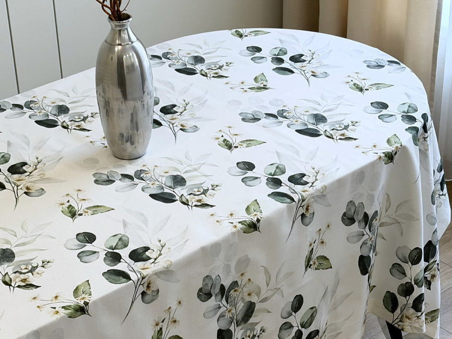 Скатерть 170x150 Ecotton DUCK белый с эвкалиптом 2102/1
