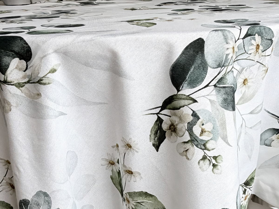 Скатерть 170x150 Ecotton DUCK белый с эвкалиптом 2102/1